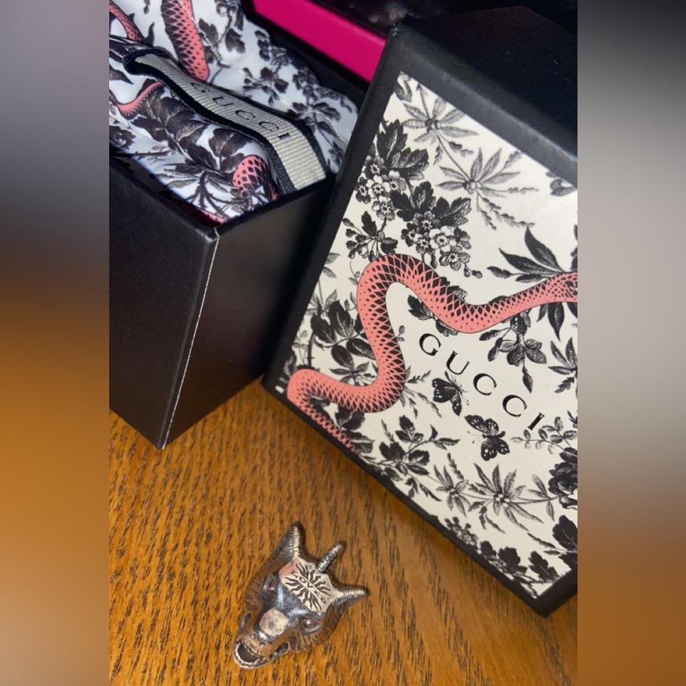 GUCCI anger forest silver wolf pendant w/o chain